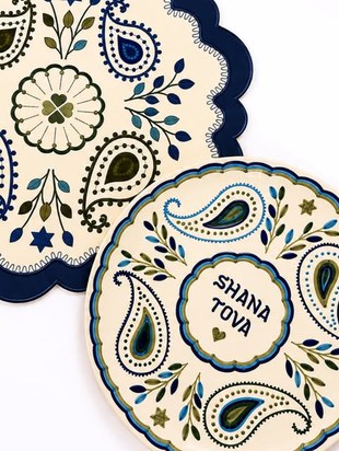 Assiettes Shana Tova peintes à la main